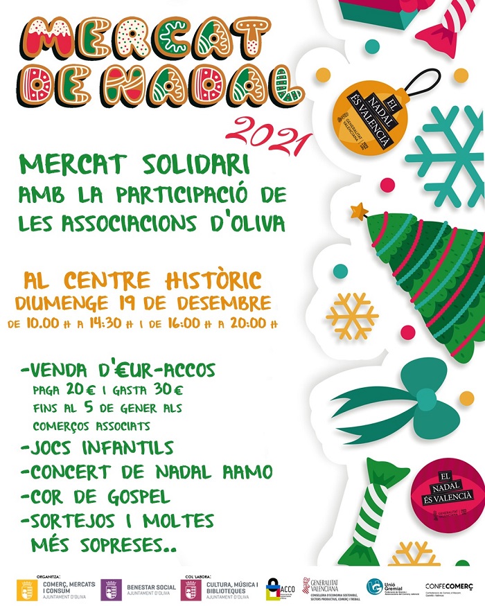 Mercat de Nada Solidari al Centre Històric d´Oliva - Diumenge 19 desembre 2021